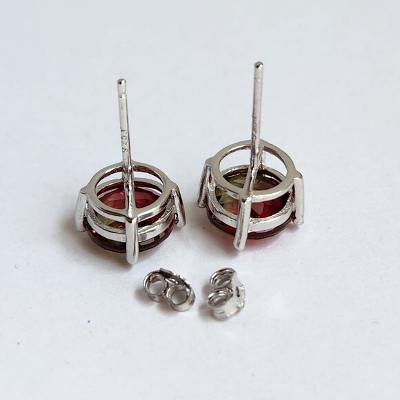 NIB 6mm 925 Silver 6mm Watermelon Tourmaline Stud Earrings - Picture 13 of 13